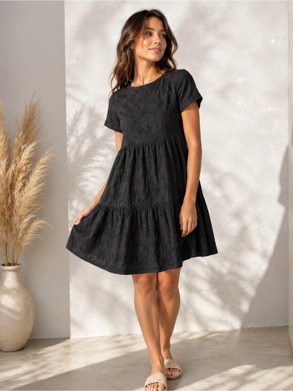 Valentina Naldi 100% Cotton Eyelet Dress Made in Italy Size M
